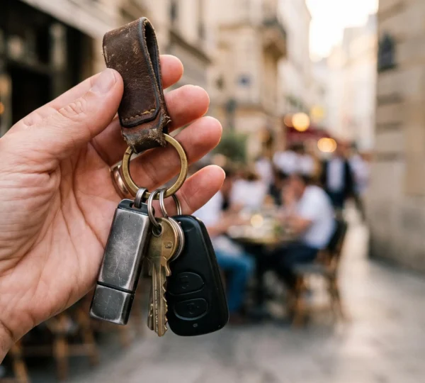 Porte-cles professionnel avec une cle USB personnalisee, symbole d'un outil marketing durable en France