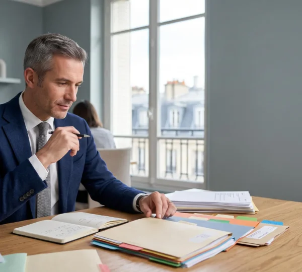 Consultant préparant une proposition commerciale stratégique dans un bureau parisien, symbolisant la différenciation face à la concurrence